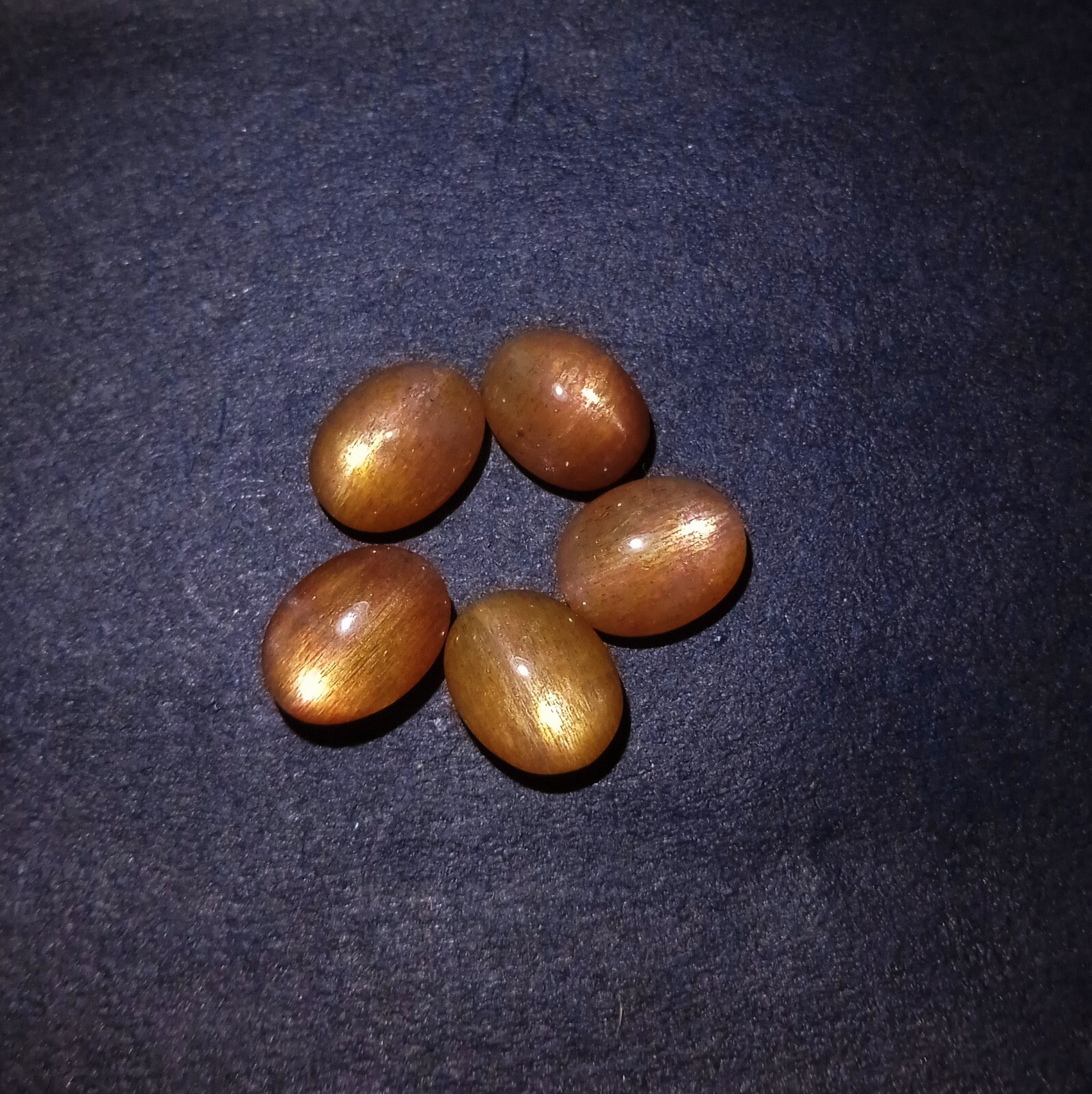 9.2 Carat 9×7 MM Natural Golden Brown Sunstone Oval Shape 5 Piece Lot Cabochon