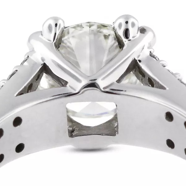 Side Stone Engagement Ring Solid 14K Gold 2.53 CT Round Lab-Grown Diamond J SI2