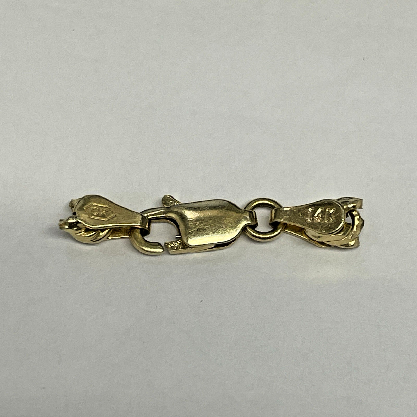 14k Yellow Gold Lobster Clasp & Jump Ring Flat Chain End 4x 10mm 0.8g