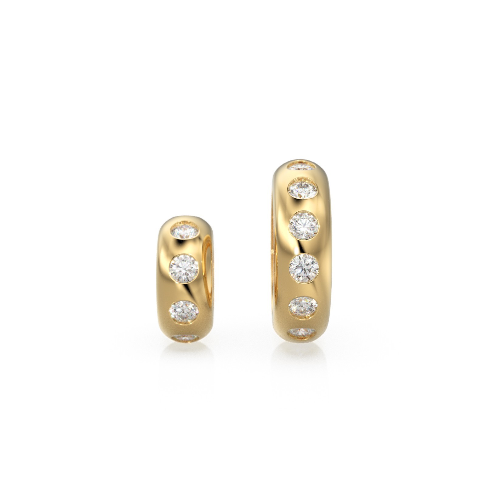 Natural Diamond 14k Gold Roundel Charm Diamond Wheel Charm Eternity Round Bead