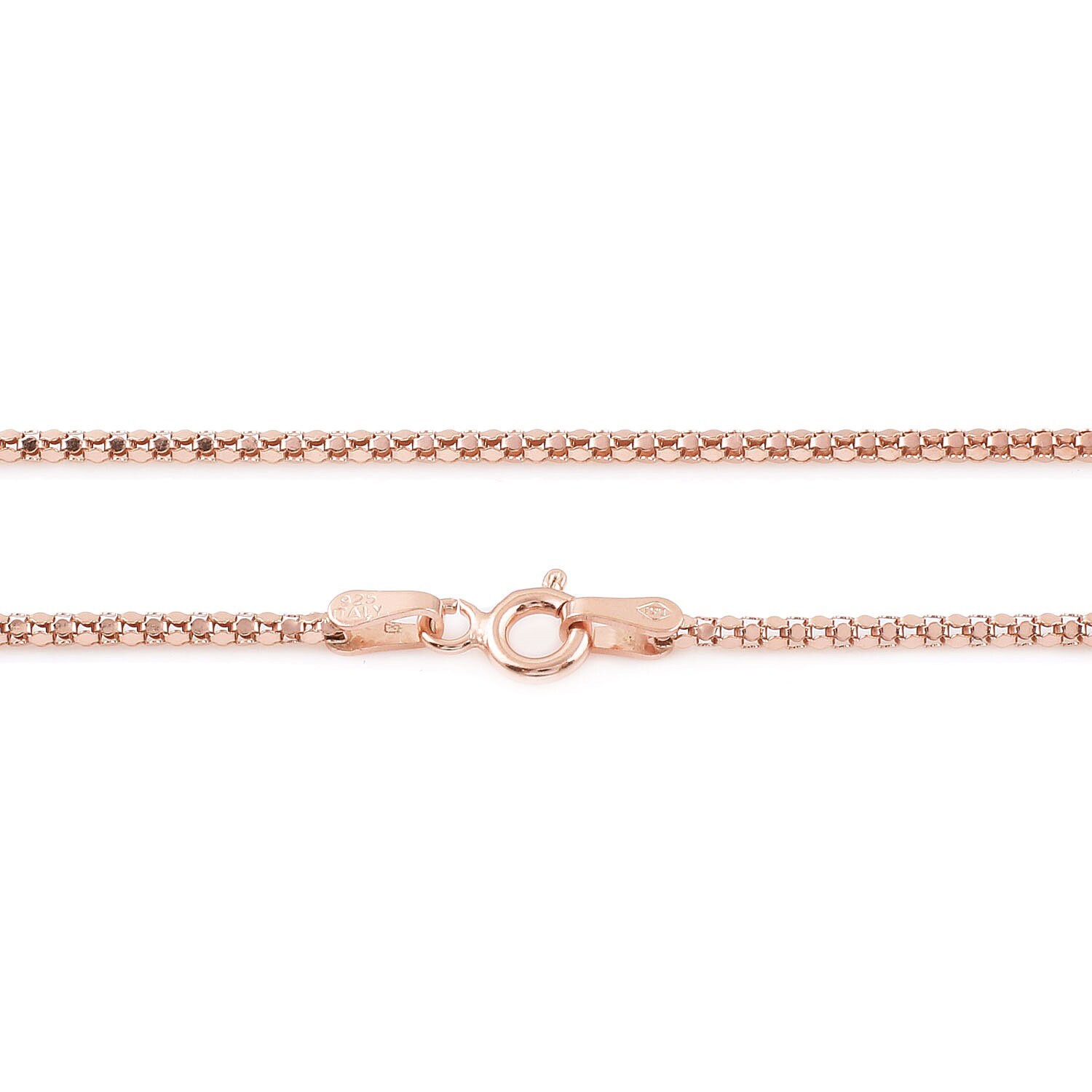 925 Sterling Silver Rose Gold Plated 1mm Flat Popcorn Chain Necklace 18″-24″
