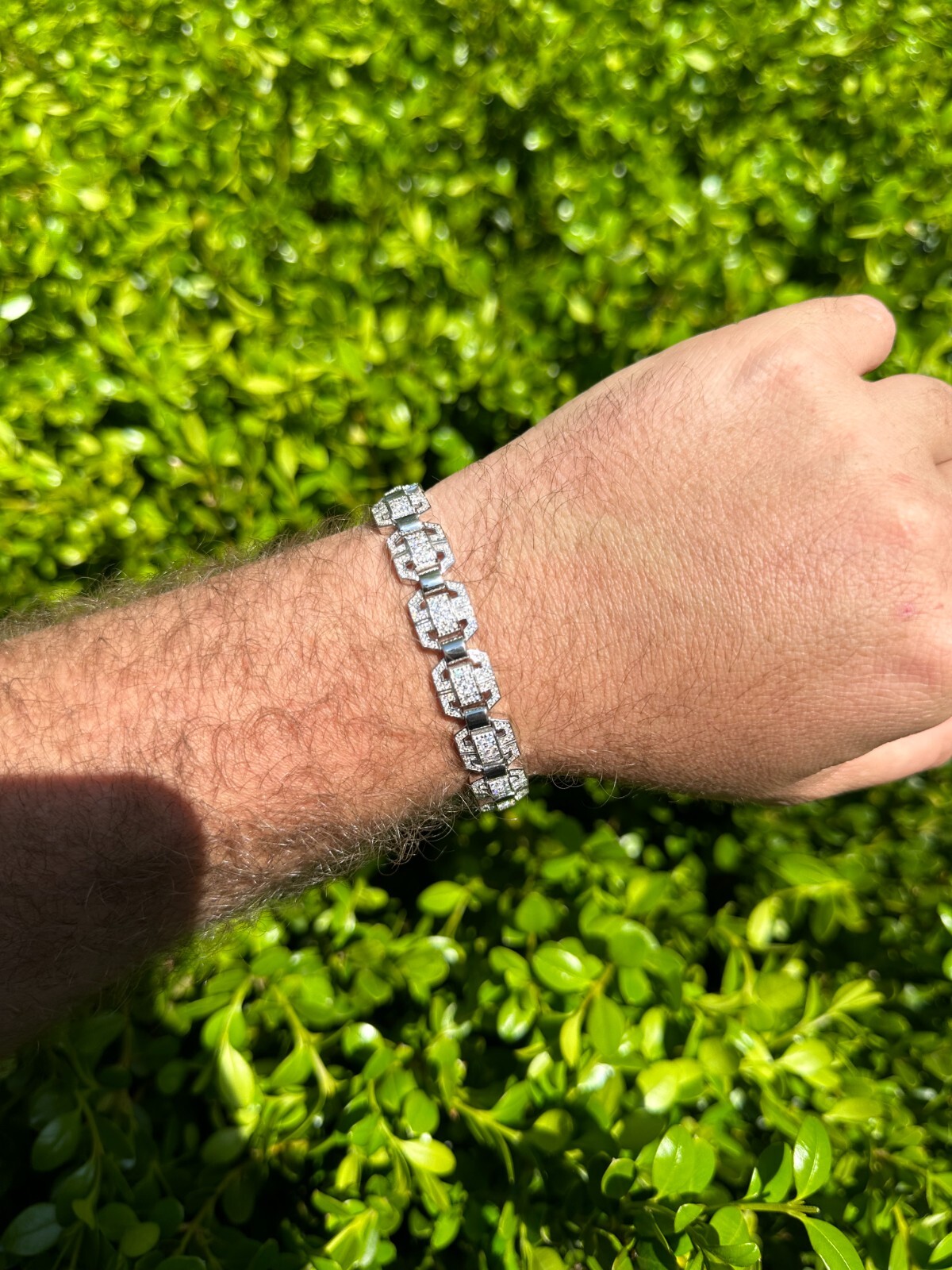 Men’s Moissanite Custom Link Real 925 Sterling Silver Bracelet Passes Tester