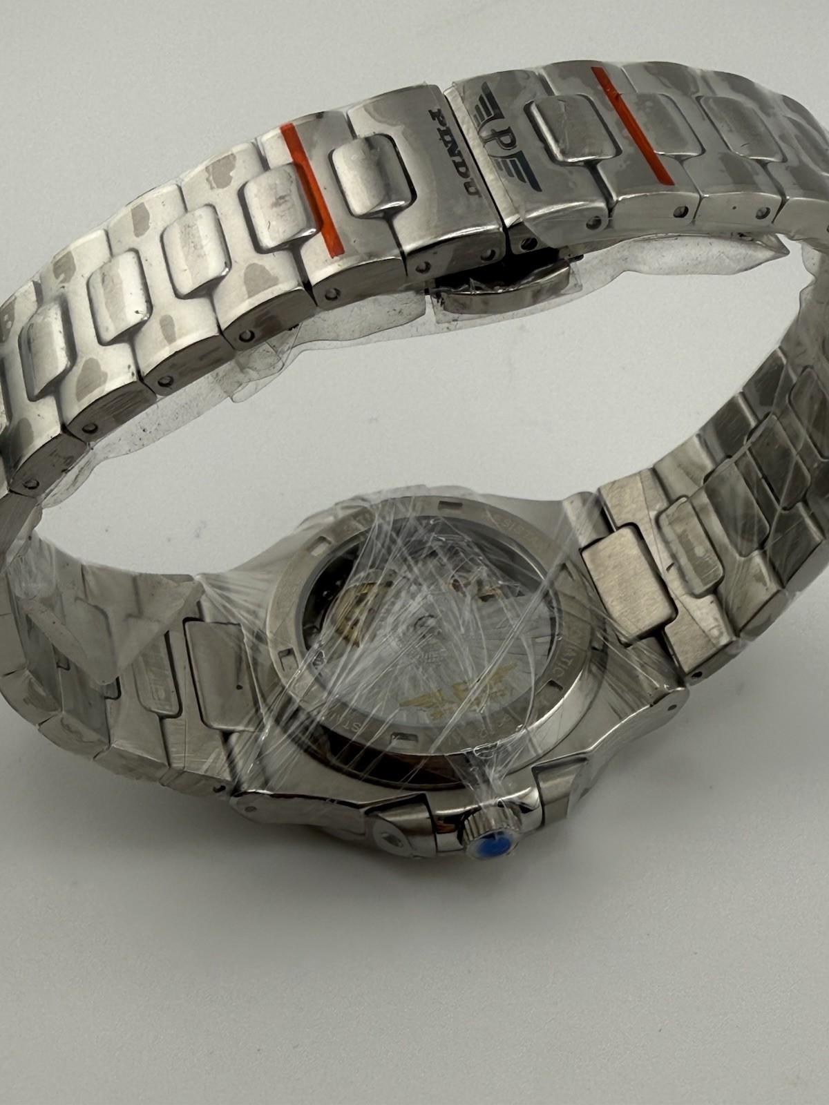 PINDU Automatic Stainless Steel Wristwatch Turquoise Dial Date Octagon