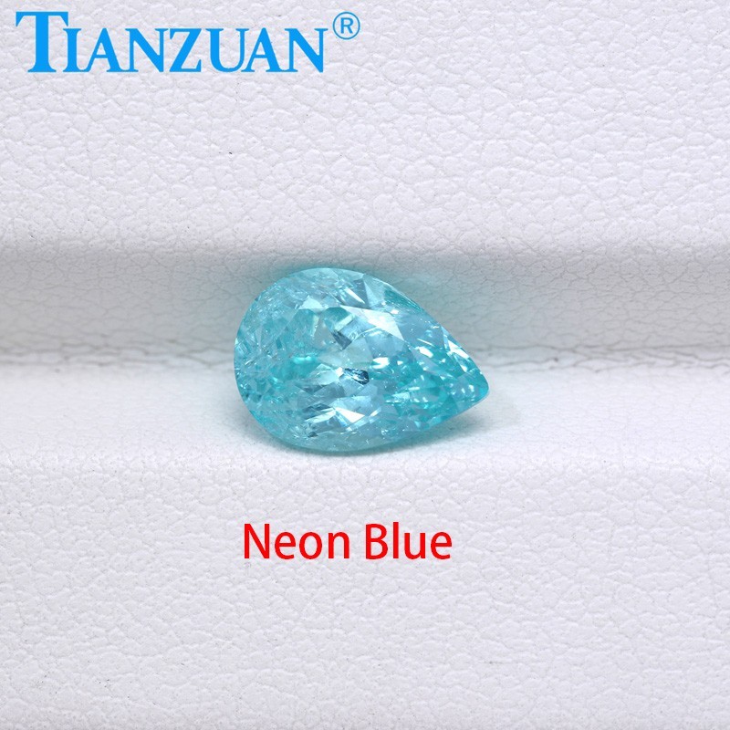 Synthetic YAG Pear Shape Neon Blue Color with inclusions loose Gemstones