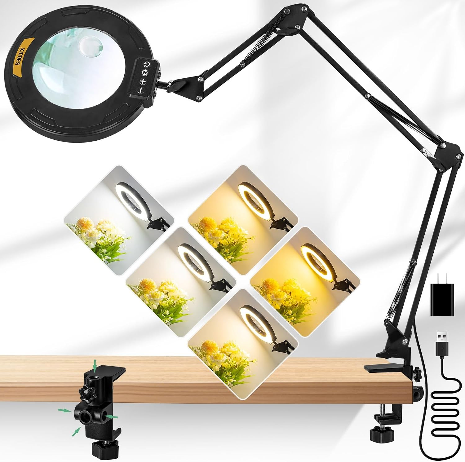 Magnifying Glass with Light with Clamp, 35In Extended Arm 12X 30X | Lighted Magn