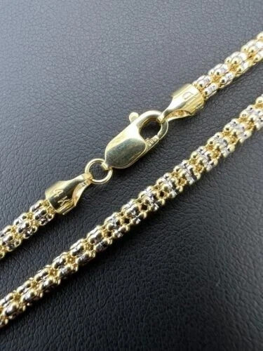 14k Two Tone Gold 20″ 2.7MM Sparkle Ice Link Chain Necklace Iced Rope 9.9 Grams
