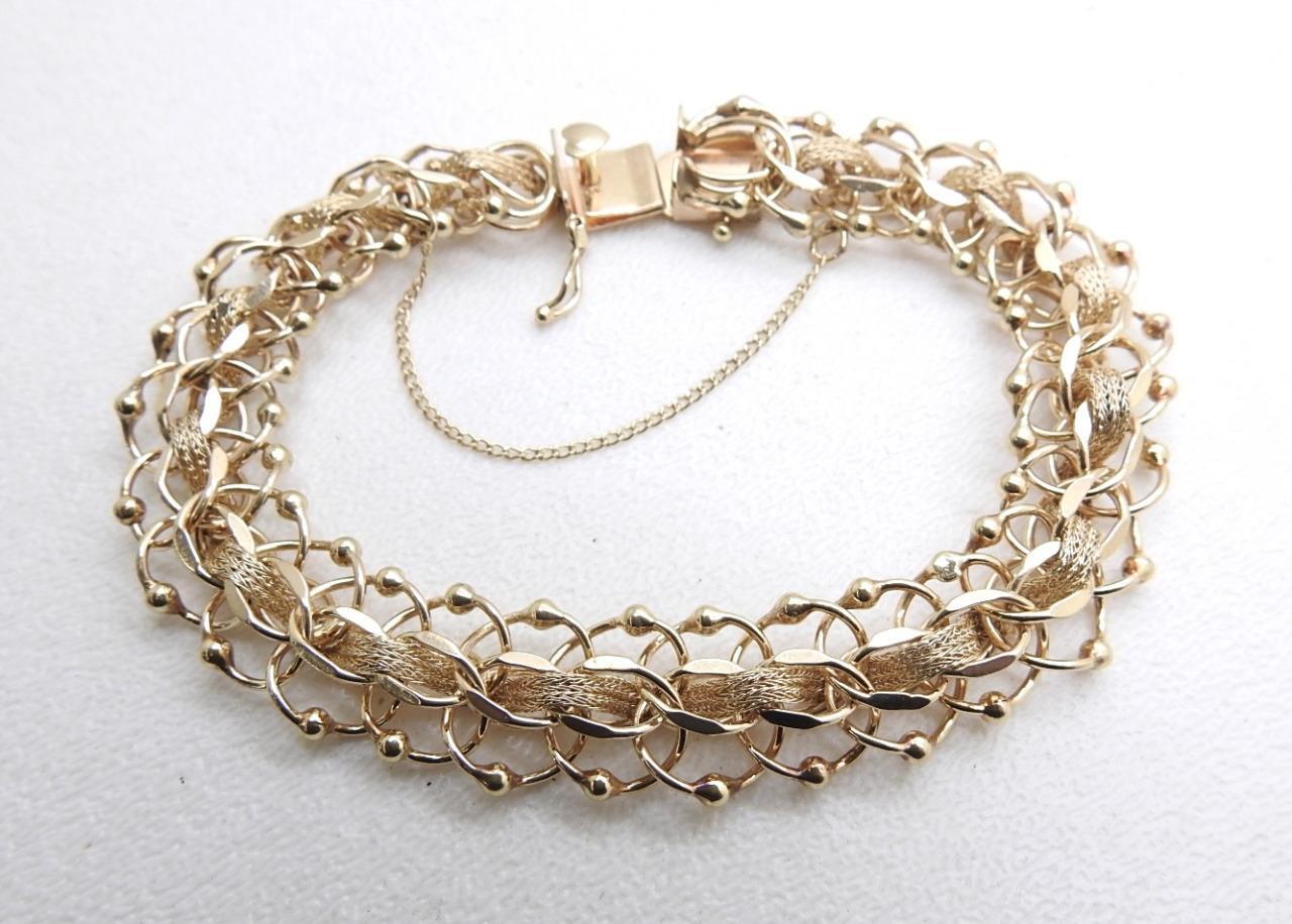 14K Yellow Gold Fancy Link Charm Bracelet 8″ Inch 26.2 Grams 13.50 mm