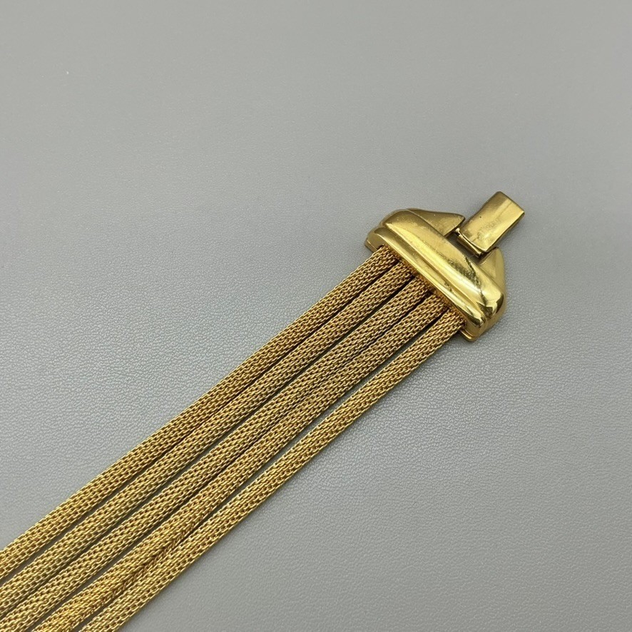 Monet Bracelet Womens Gold Tone Multi Strand Mesh Chain Link Vintage 7.25 In