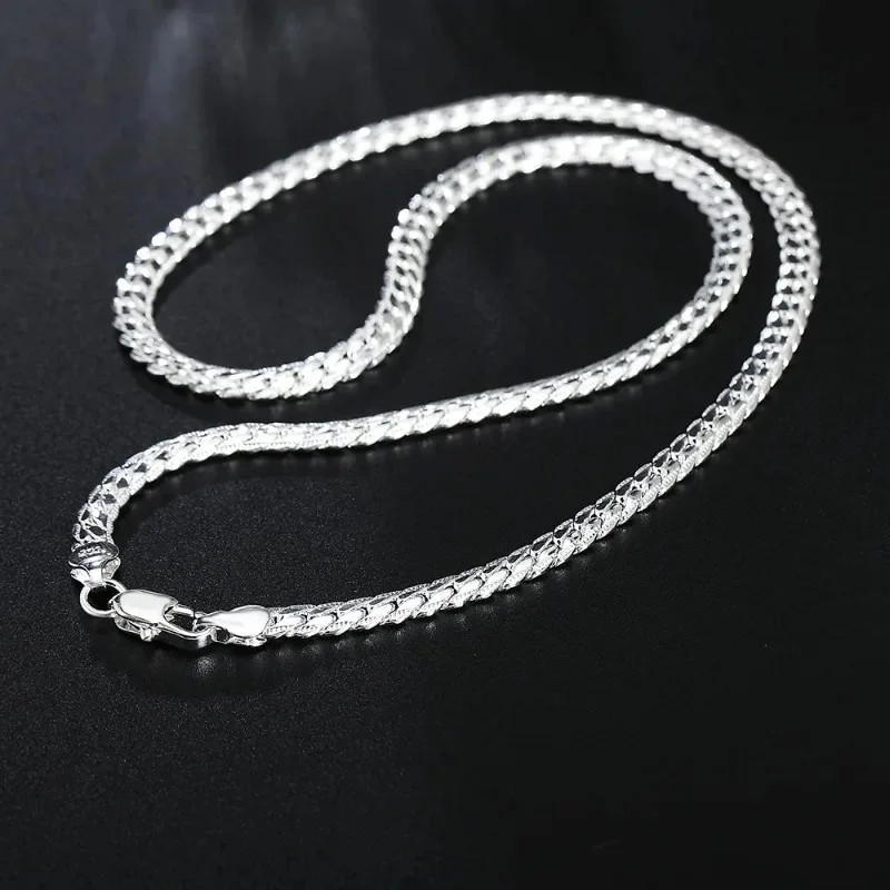 925 Sterling Silver 6mm Chain Necklace 40-60cm Unisex Punk Jewelry Gift