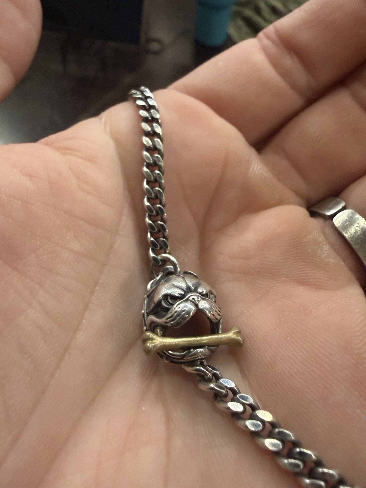 Coppertistwu cuban link chain (21 Inches) With Bulldog and Bone Connector