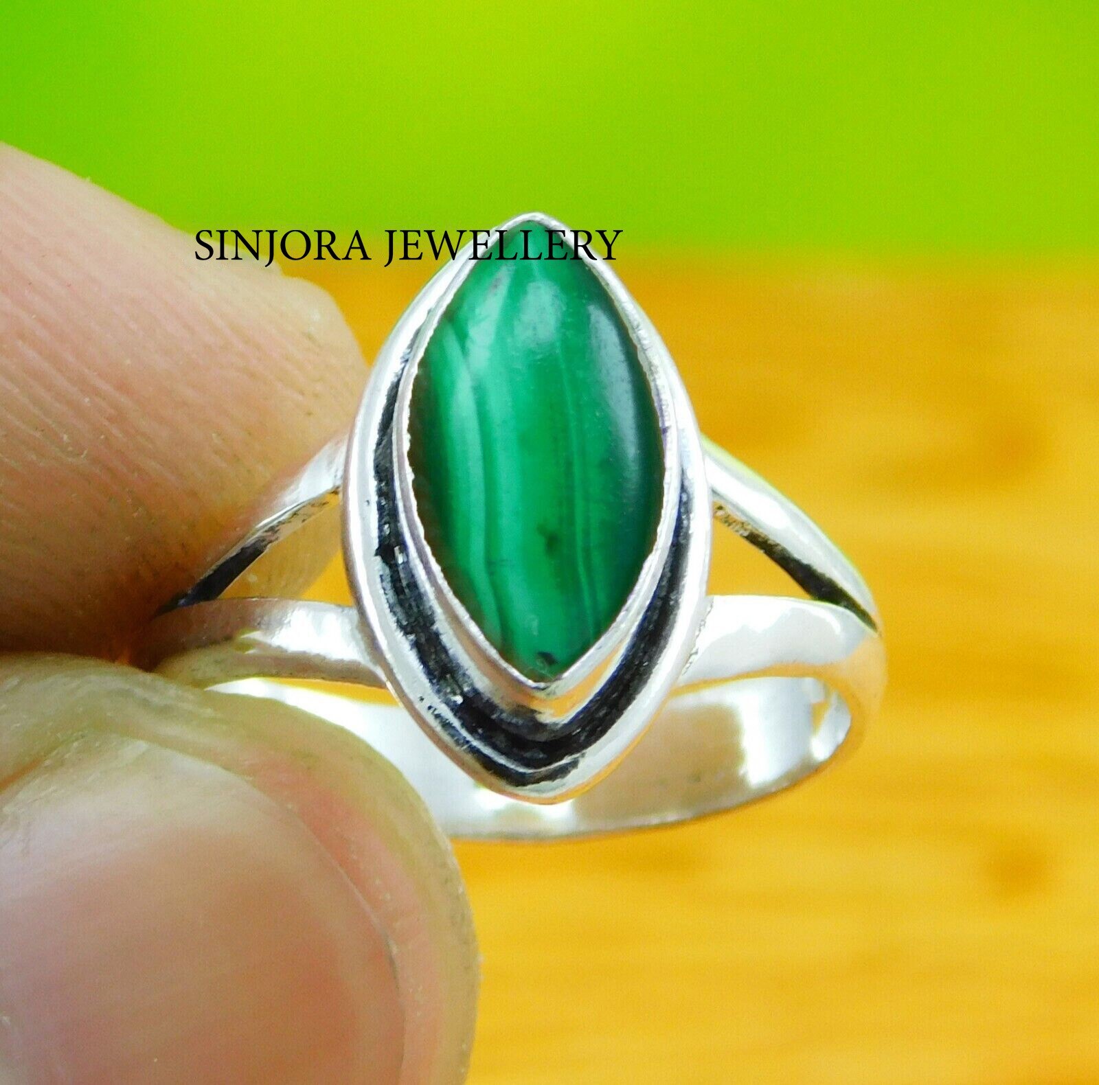 Malachite Gemstone 925 sterling silver handmade Gift Ring US size 5 to 13