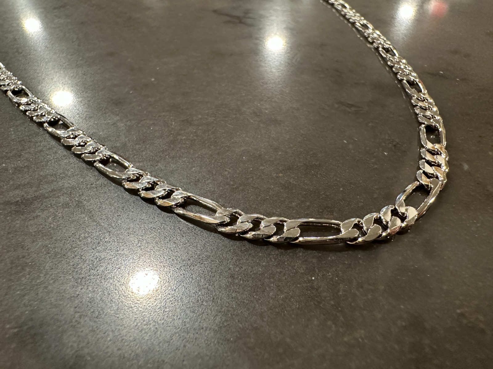 Men’s 925 Silver Figaro Chain 24 Inches ” 4mm Plated Necklace