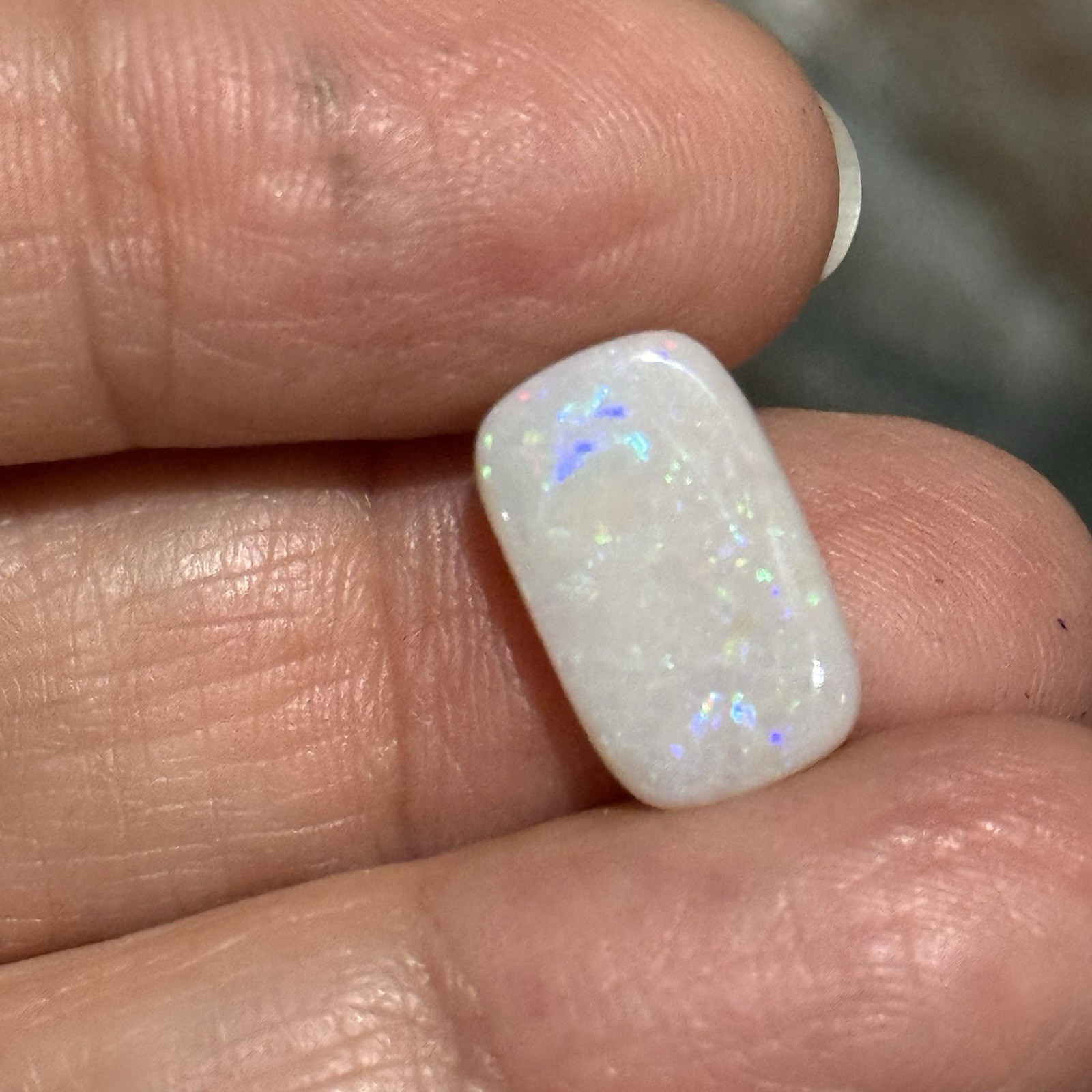 4.1ct 15.1×9.3×3.3mm Solid White Coober Pedy Stardust Australian Opal Cabochon