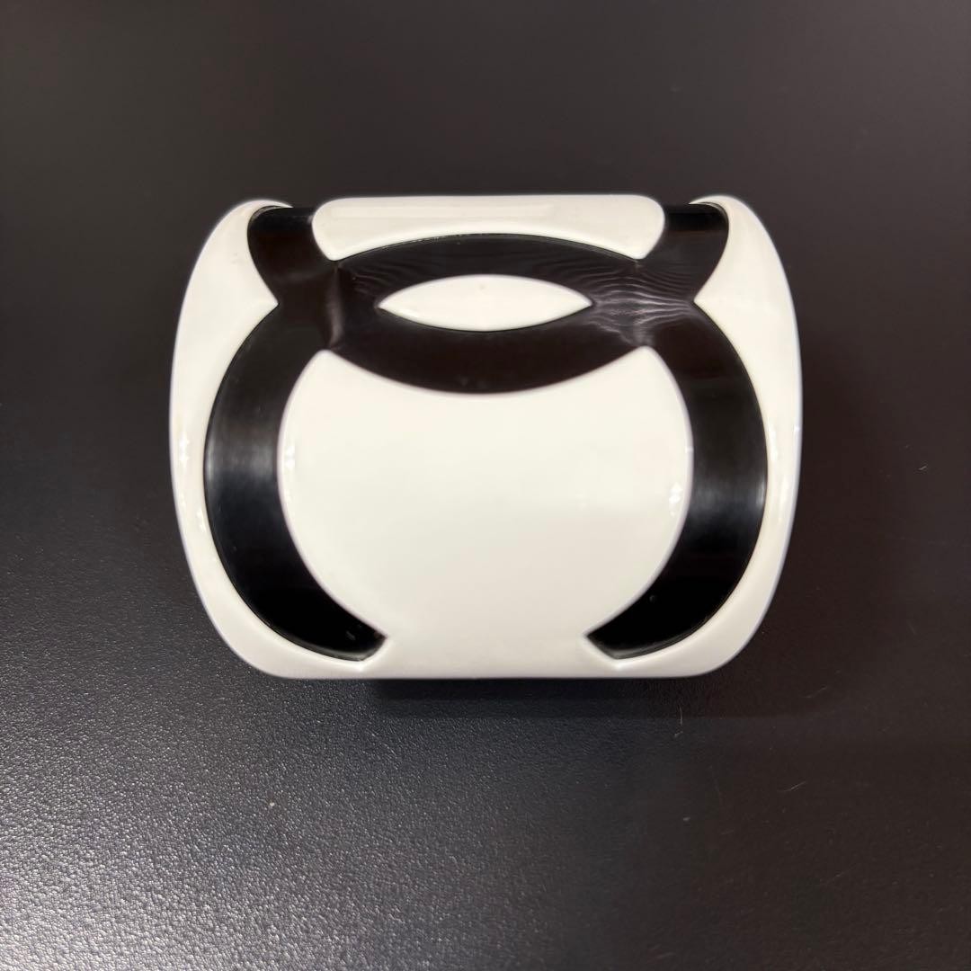 Chanel White Black Plastic Bangle Bracelet Coco Mark Logo Wide Cuff Vintage Used