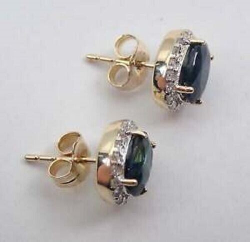 4Ct Oval Cut London Blue Topaz Push Back Halo Stud Earrings 14K Yellow Gold Over