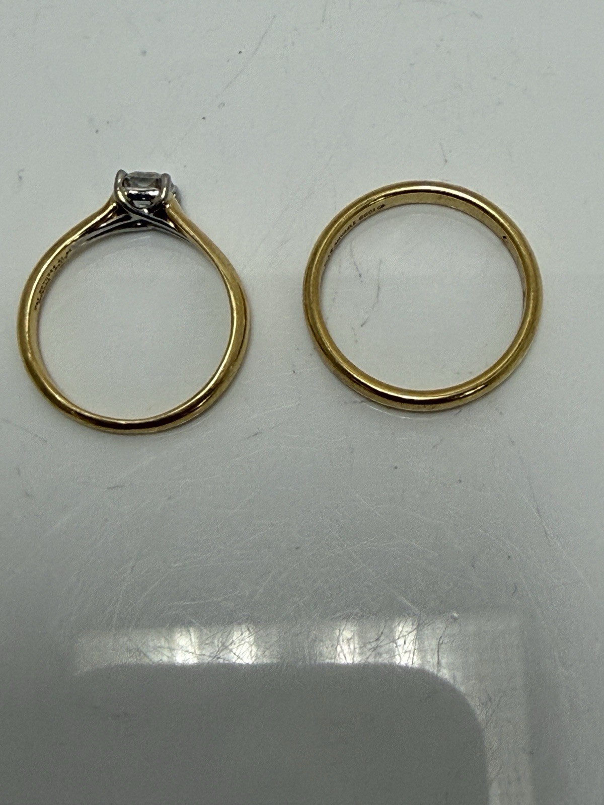 Tiffany & Co Lucida Diamond Ring .61 Carat F VVS1 Set In 18ky Gold W Band