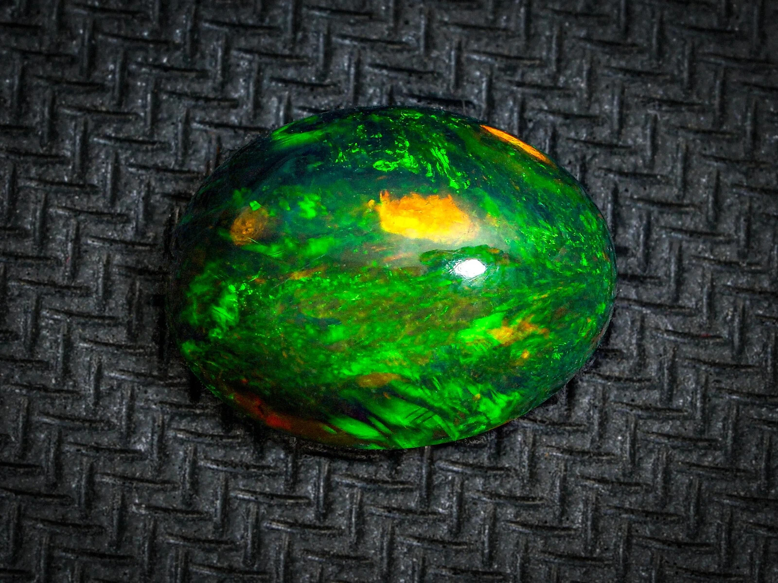 3.72Cts Natural Ethiopian Black Opal Oval Cabochon Loose Gemstone 13.6×10.8MM