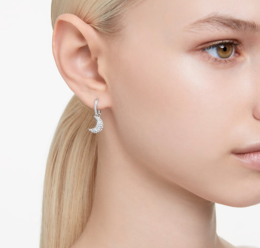 Swarovski Sublima drop earrings Moon, White, Rhodium plated- 5666157 Pre-owned