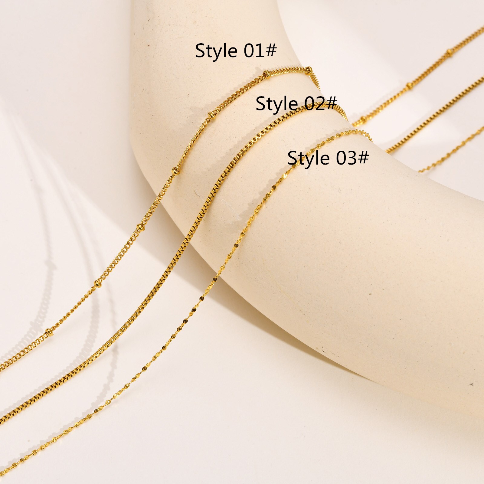 1mm Women’s Chain Wedding Necklace 18K Gold/Silver 316L Stainless Steel 45+5cm