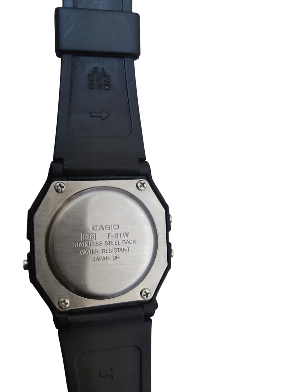 Casio F-91W Digital Watch 593 Black Resin Alarm Chronograph Tested Works