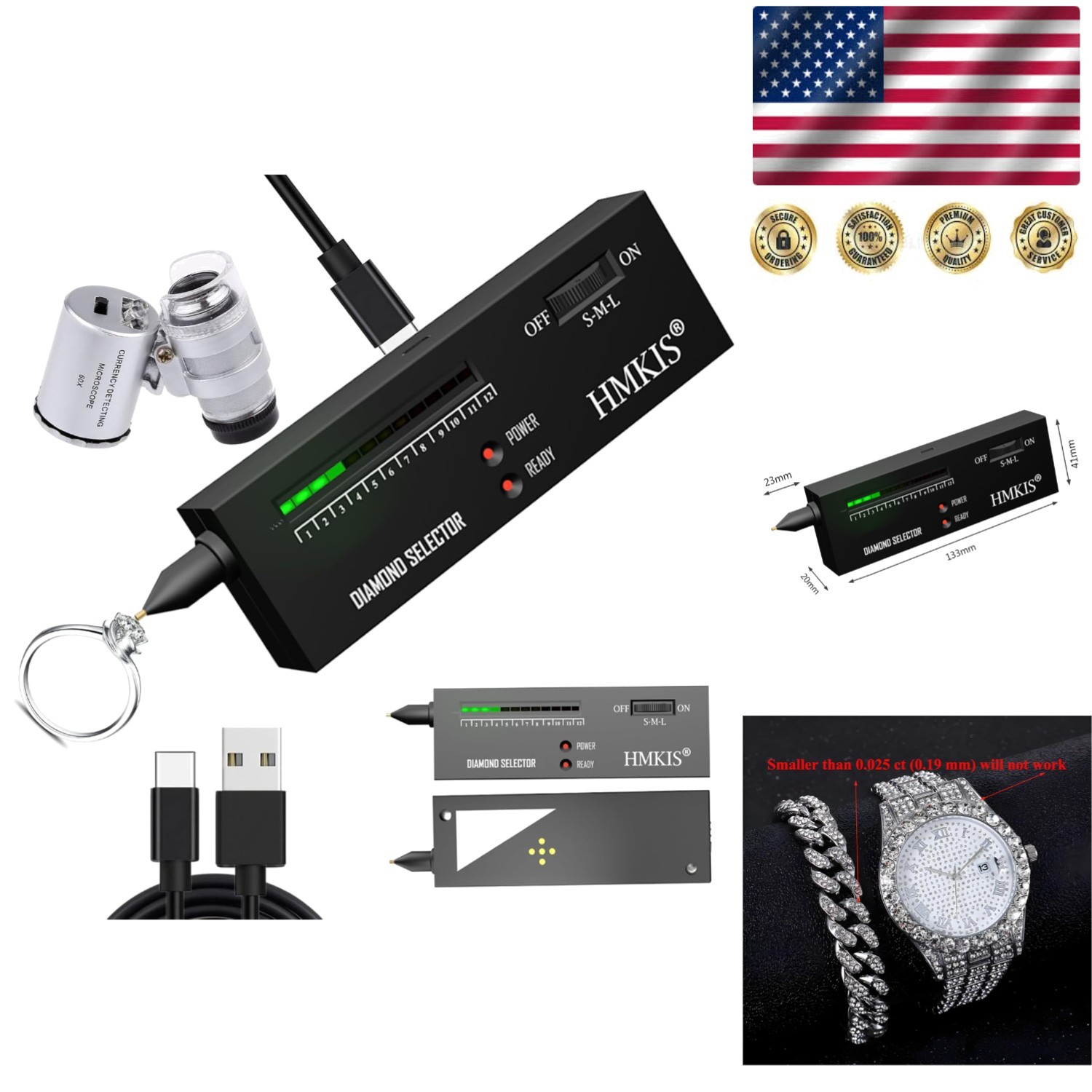 Professional Diamond Tester Pen & 60X Loupe Magnifier for Accurate Appraisals