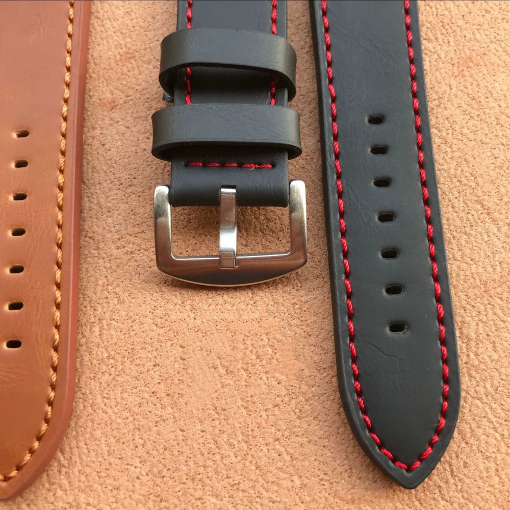 Simple Luxury Genuine Cowhide Leather Watch Band Strap 18mm-24mm Optional