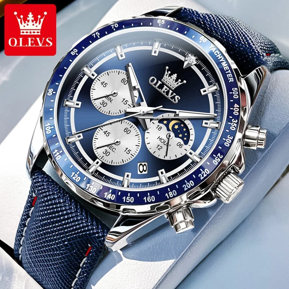 Waterproof Quartz Luminous Watch OLEVS Luxury Business Date Men Strap Men’s