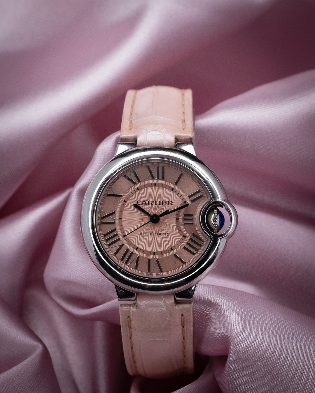Cartier Ballon Bleu Pink Dial 33mm Automatic Steel Full Set WSBB0002
