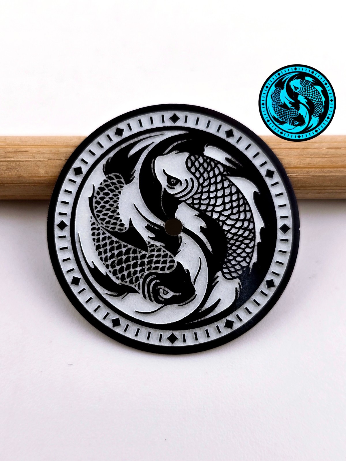 Custom-Made FULL LUME Watch Dial | KOI FISH – Order any designsize 28.5mm