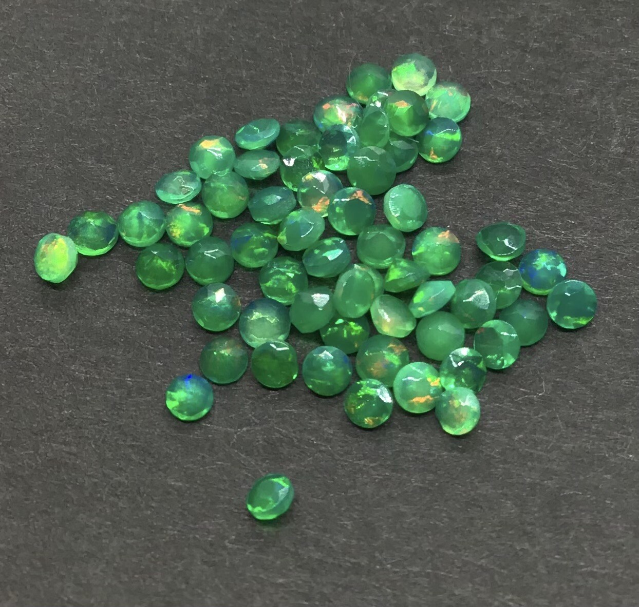 Ethiopian Opal Round Green Calibrated Treated Natural Gemstone for Ring Pendent