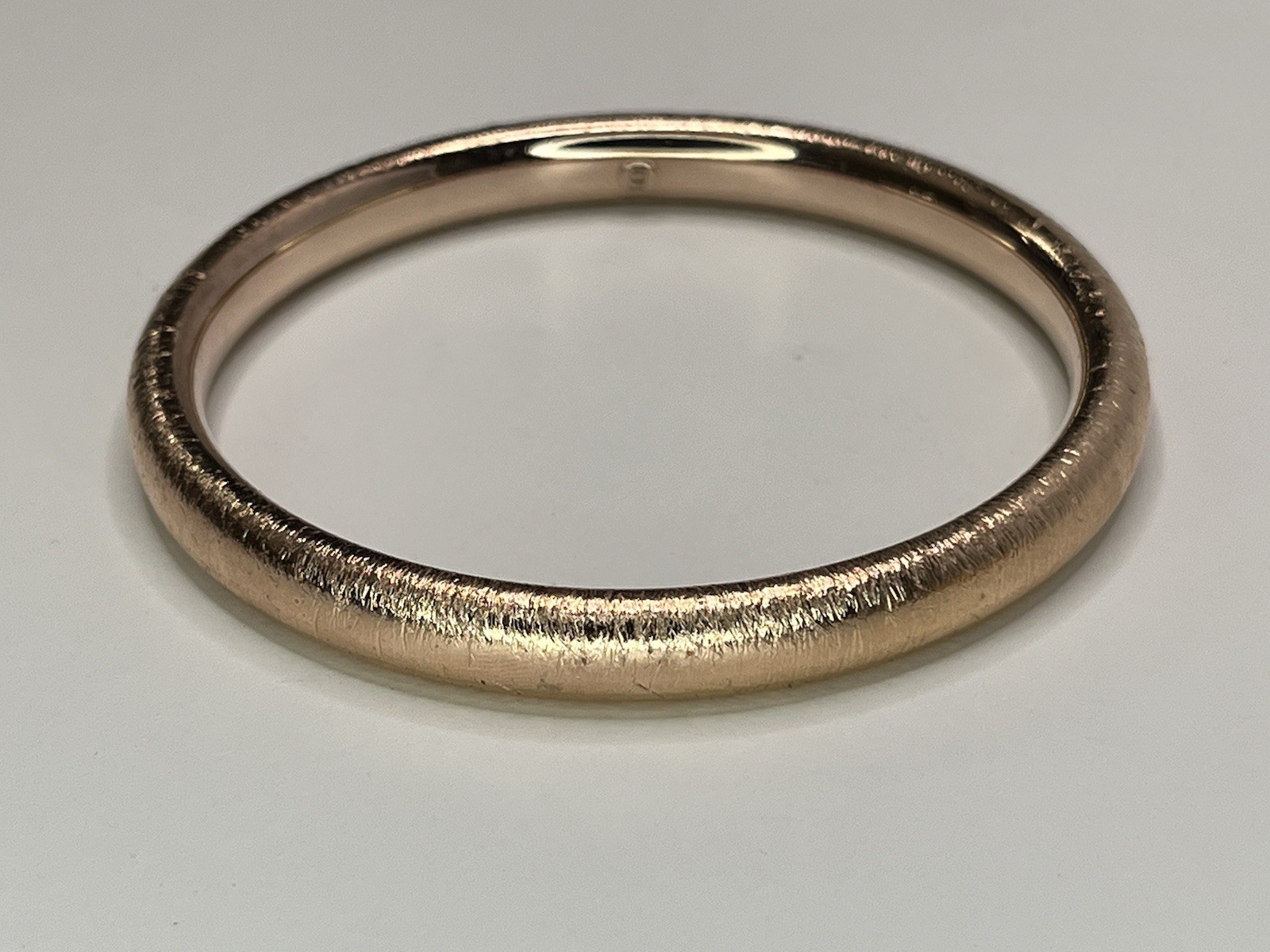 One Milor Italy 14K Rose Gold Over Resin Textured Bangle Bracelet 8”