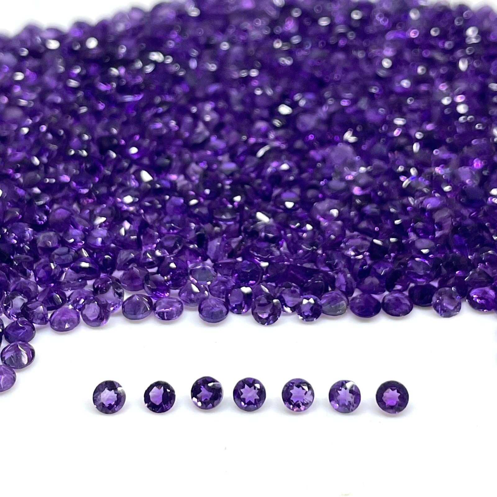 100 Pcs Natural Amethyst 3mm Round Cut Rich Purple Untreated Loose Gemstones Lot