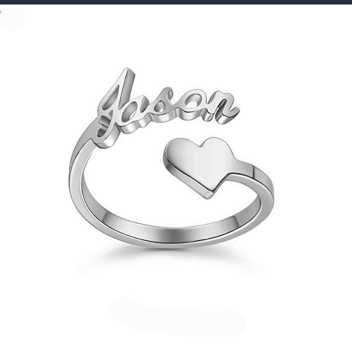 Personalized Name Ring Custom Engraved Stainless Steel Adjustable Band Gift