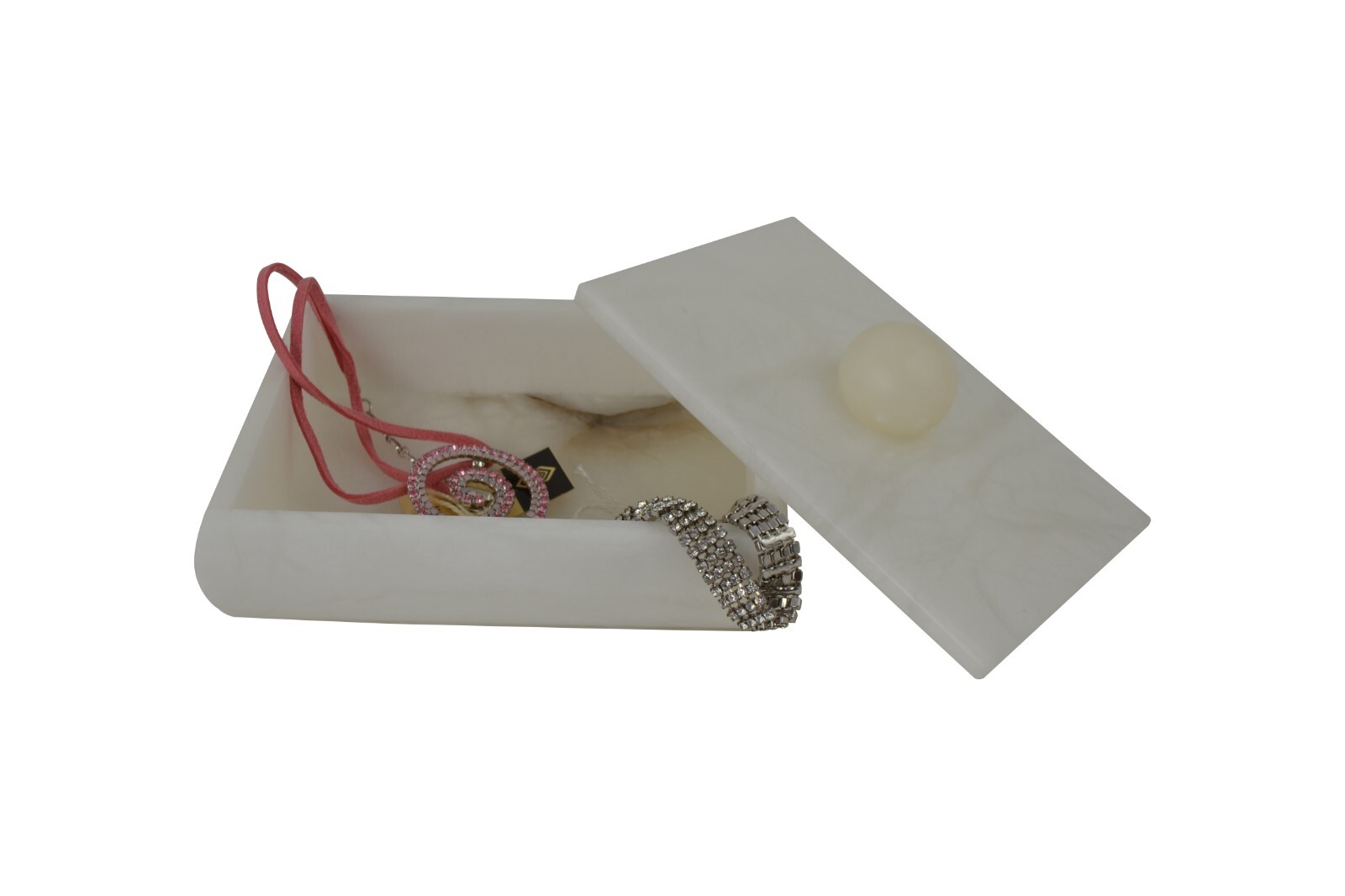 6″ Inch Solid Alabaster Sone Jewelry Box