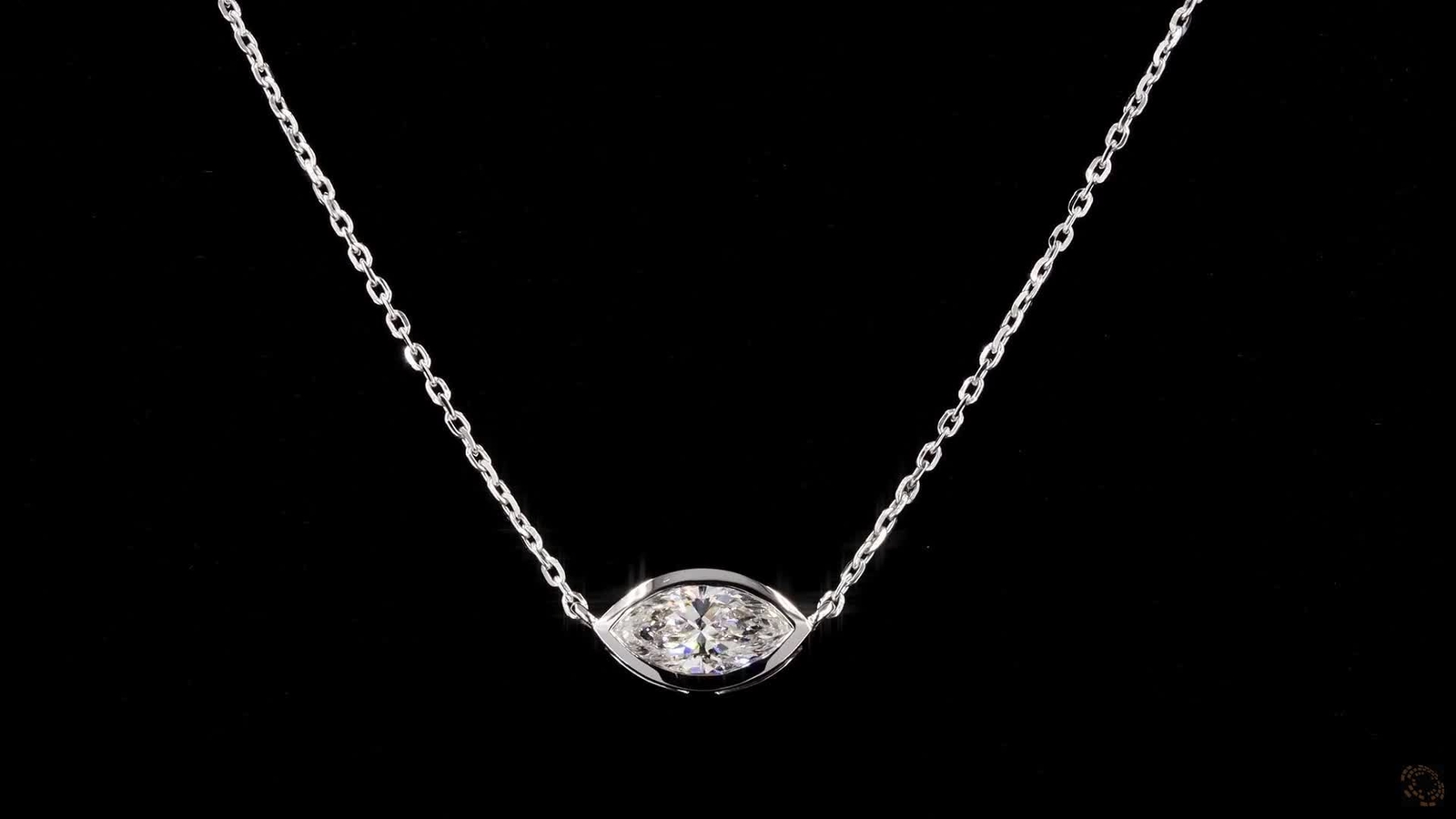 Marquise Lab Grown Diamond Set Solitaire Pendant with 14k Gold Chain