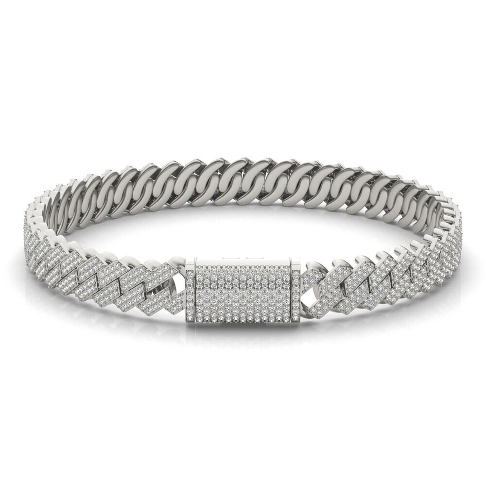 Luxurious 4.75 CT White Sapphire Cuban Chain Link Pave Wedding Bracelet For Man
