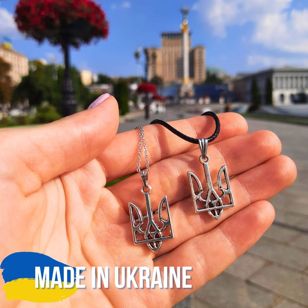Silver Tryzub Necklace Ukrainian Jewelry Ukraine Emblem Pendant Trident Choker