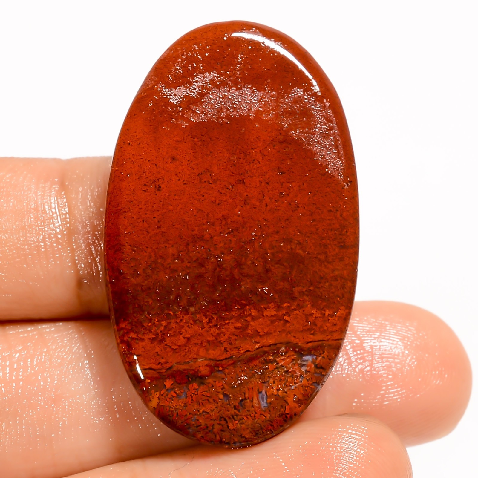 Natural Seam Agate Loose Gemstone Oval Cabochon For Jewelry 50.5 Ct 38X22X6 mm