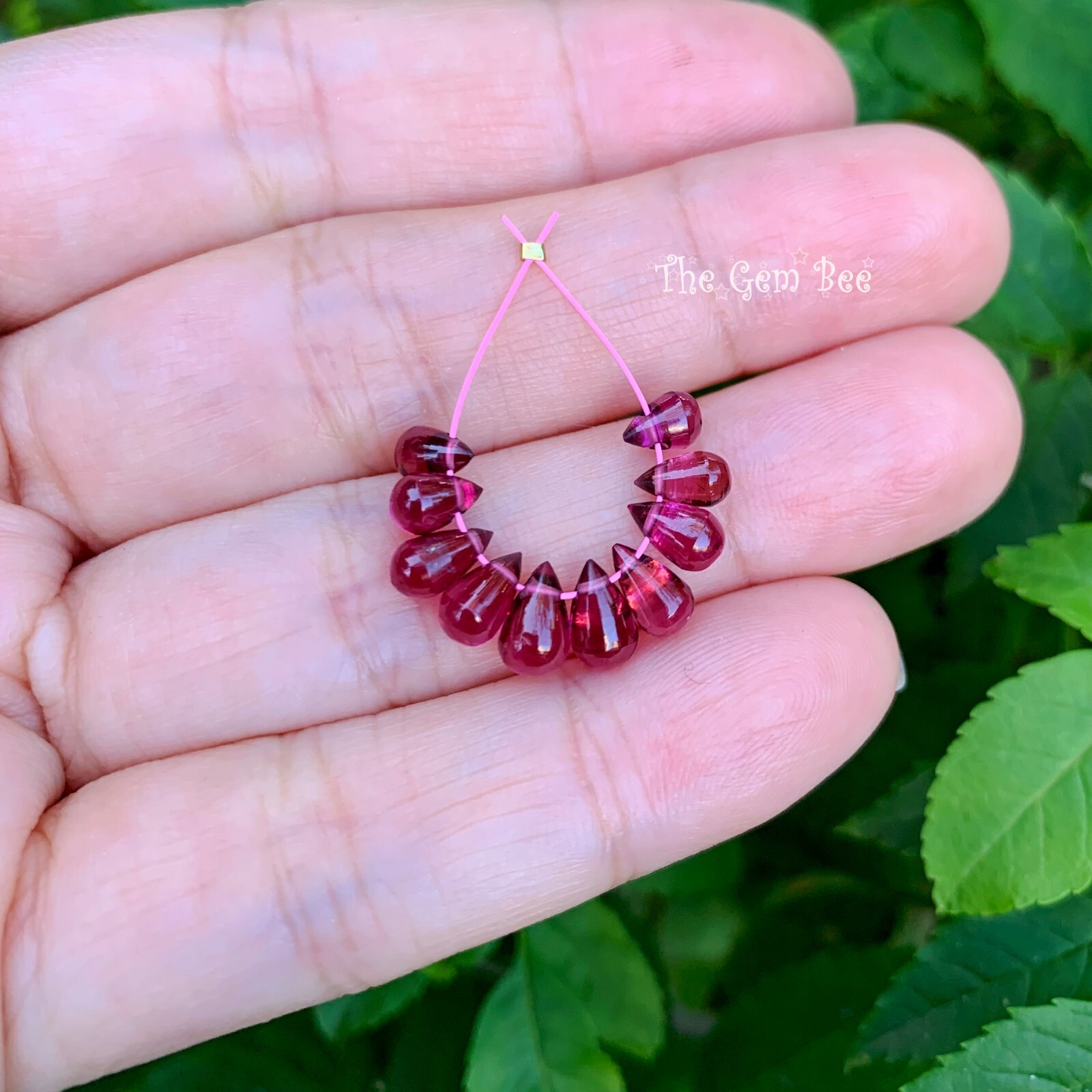 Gem Rhodolite Garnet Smooth Full Teardrop Briolette Beads (10)