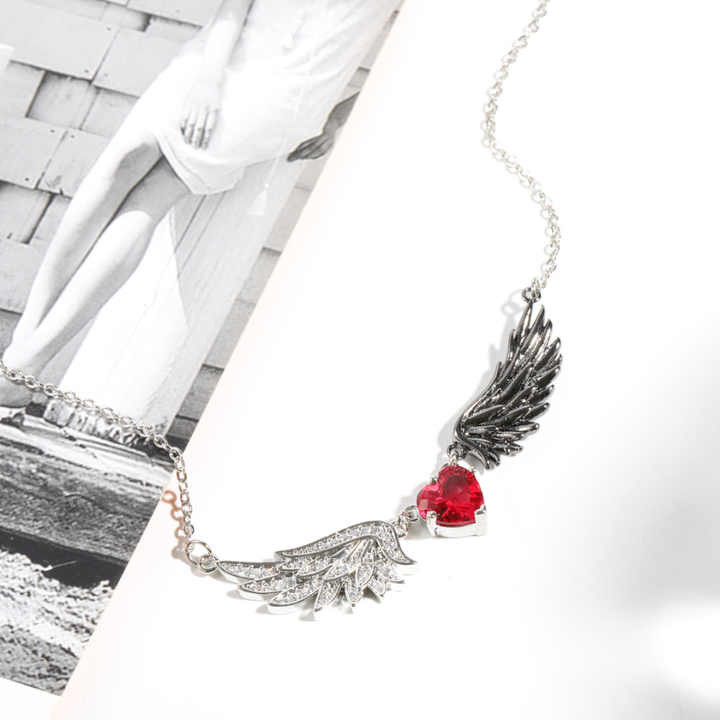 Heart Wings Necklace Jewelry Vintage Silvery Gothic Love Pendant