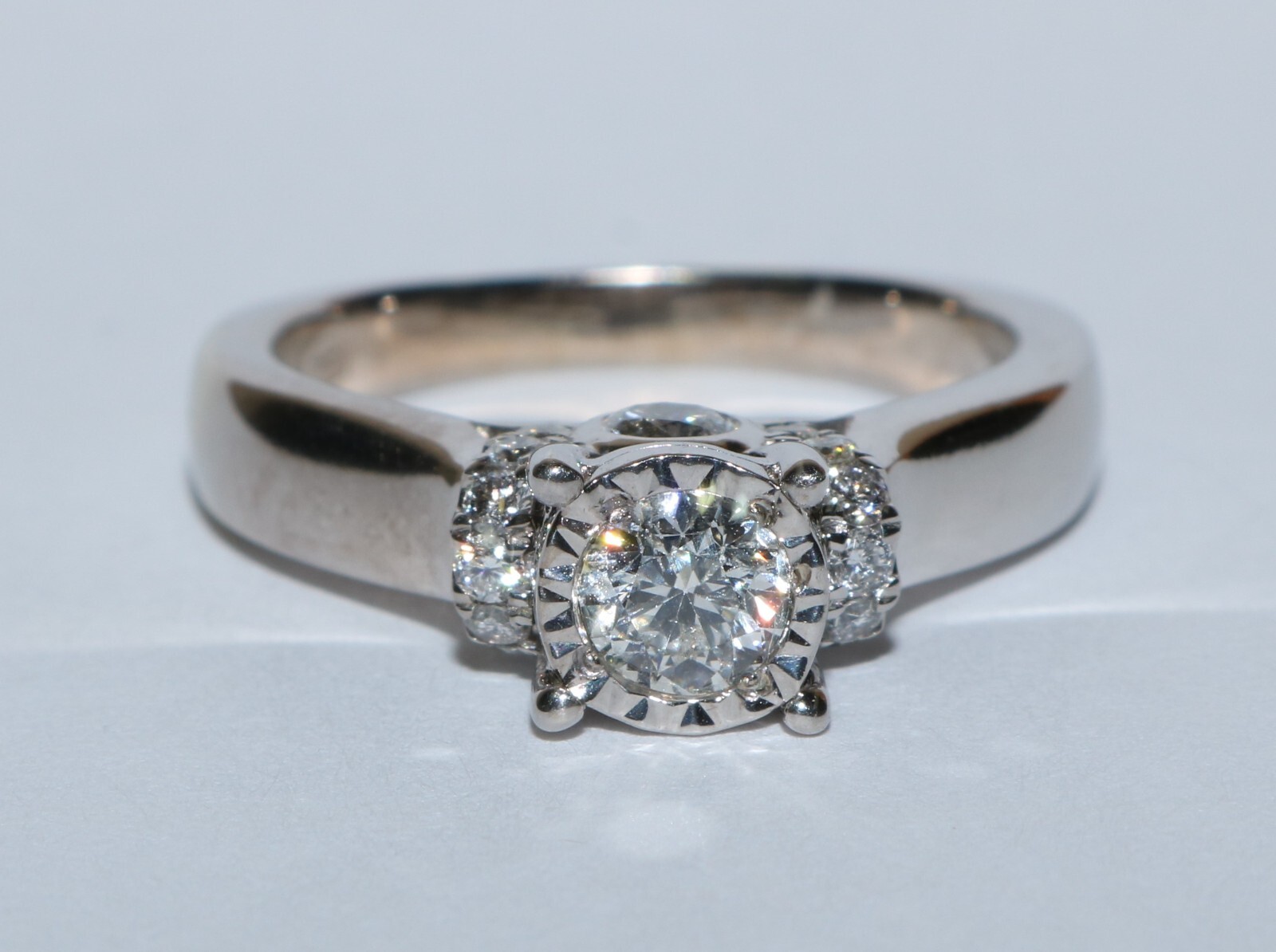 ESTATE 1.00 tcw Natural Diamond Solid 14K White Gold Custom Ring 6.2g