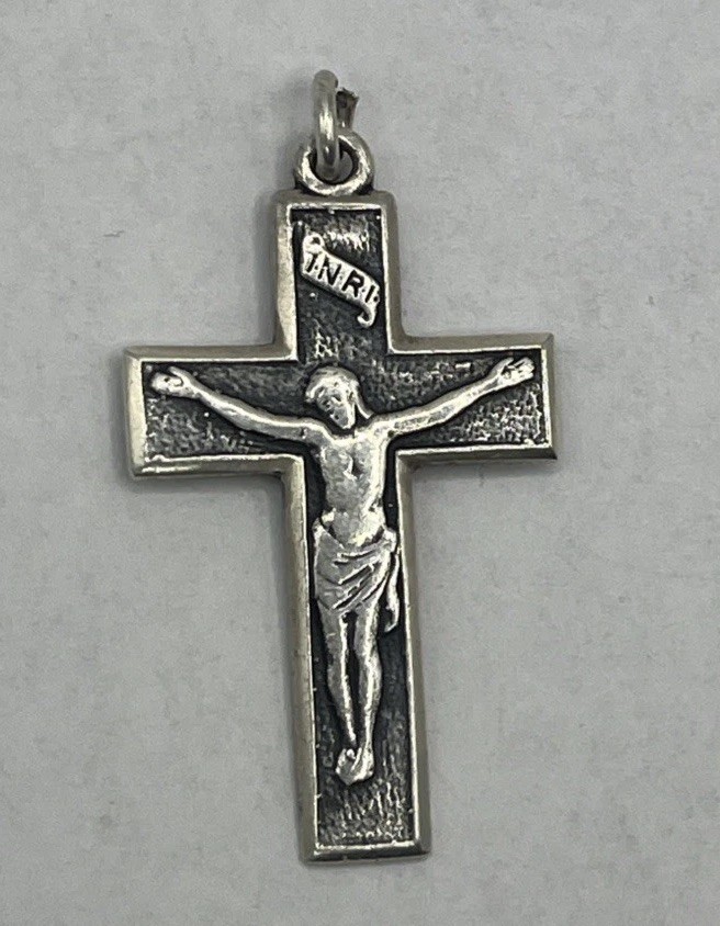 Vintage Sterling Silver 925 Jesus Christ Religious Cross Pendant (5.92g)