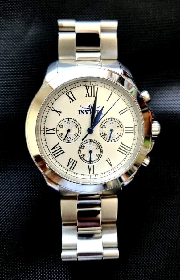 INVICTA TRINITE Men’s Specialty Chronograph Silver/Blue – Flame Fusion Crystal