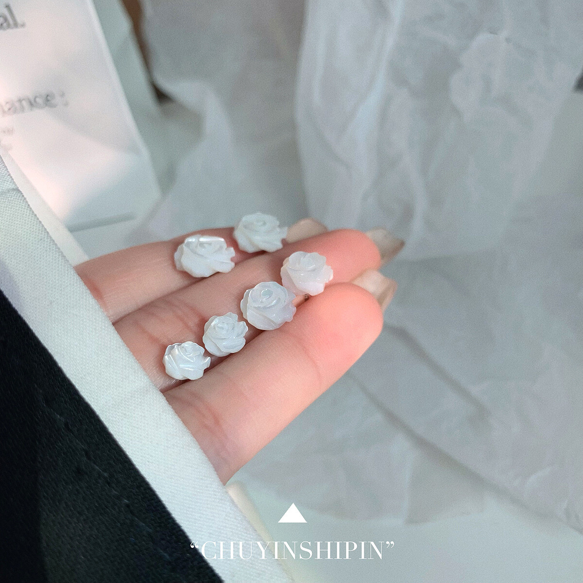 6/8/10mm 925 Sterling Silver Mother of Pearl Rose Flower Stud Earrings Gift Box