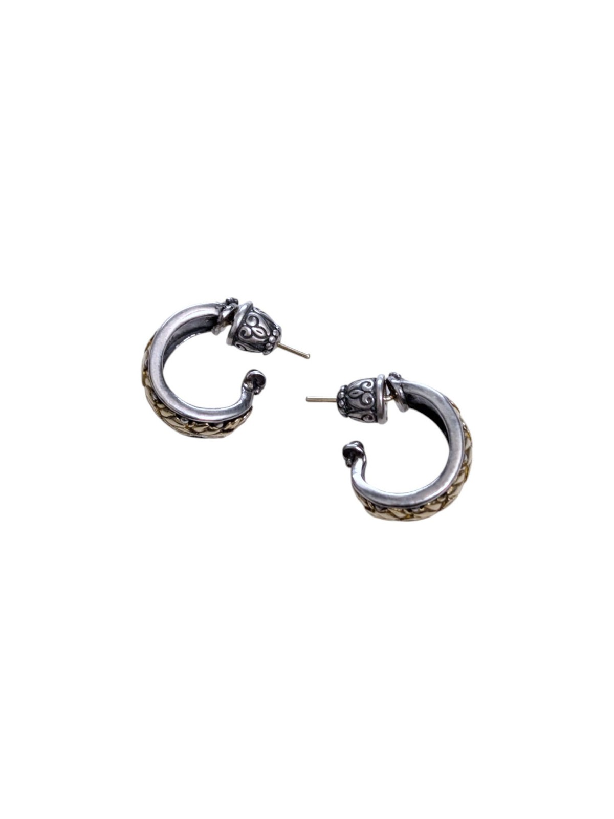 Konstantino Sterling Silver & 18k Gold Hoop Earrings SKKJ577-130 MSRP $890