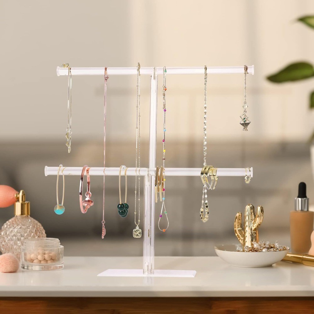Acrylic Jewelry Display Stand 2 Tier Organizer Holder for Necklaces Bracelets