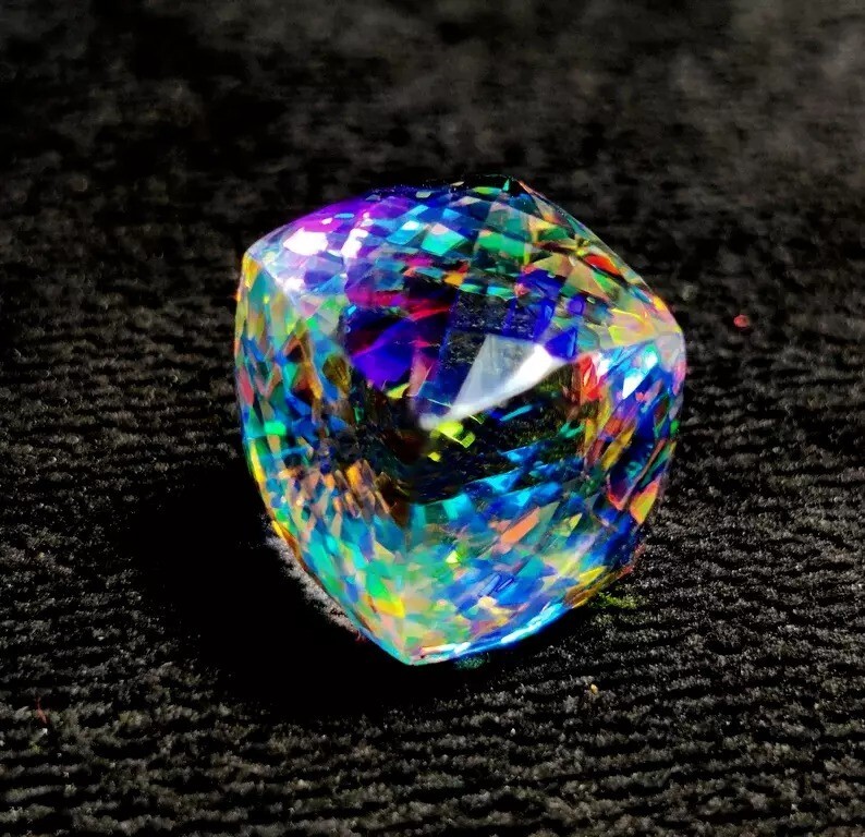 50 CT+ Natural Rainbow Color Cube Cut Mystic Topaz Certified Gemstone