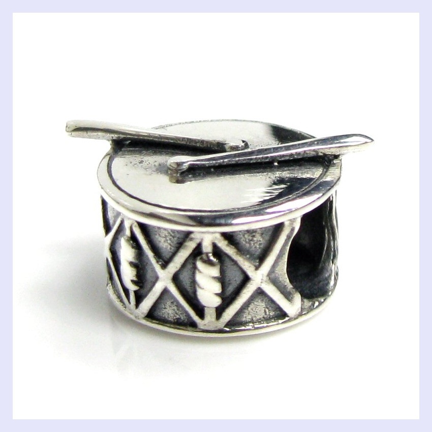 925 Sterling Silver Music Instrument Drum Stick Bead for European Charm Bracelet