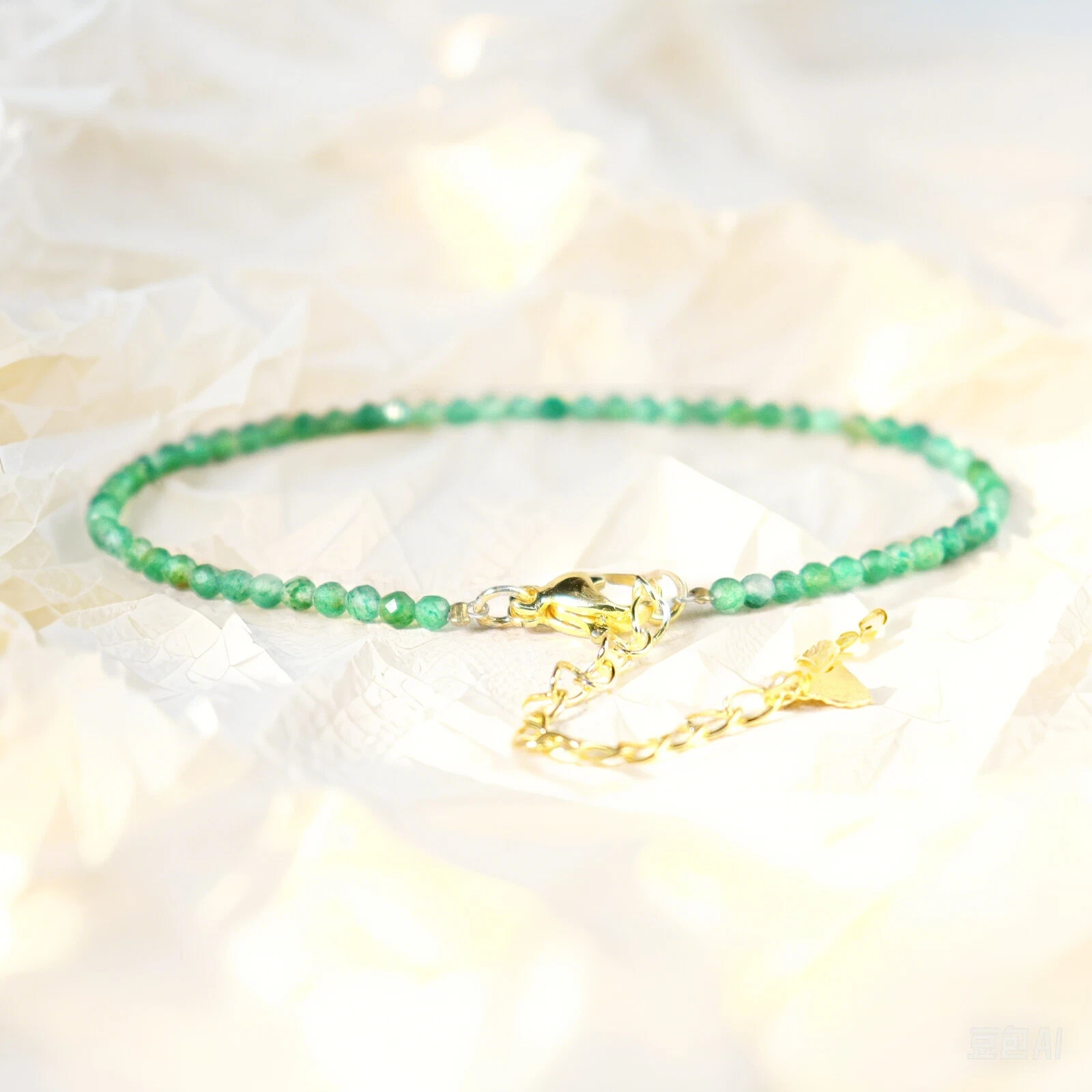 2.5mm Green Emerald Beads Healing Dainty Women Bracelet May Birthstone Gift