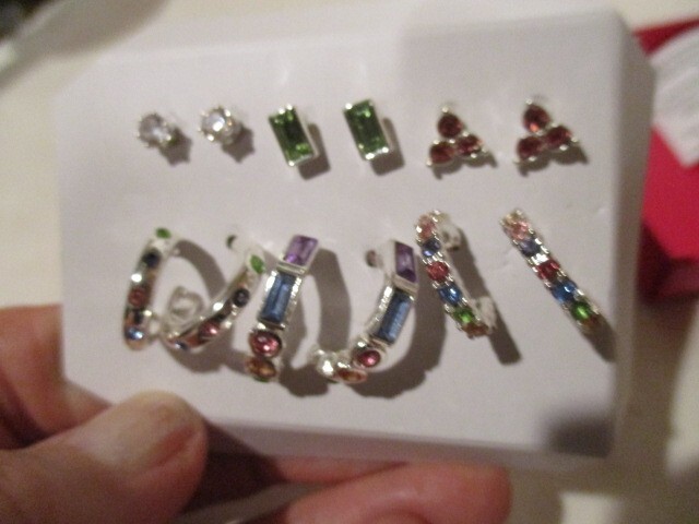 AVON Radiant Rainbow Earring Pack 6 pairs of Hoops & Studs 1/2″ D Multicolored